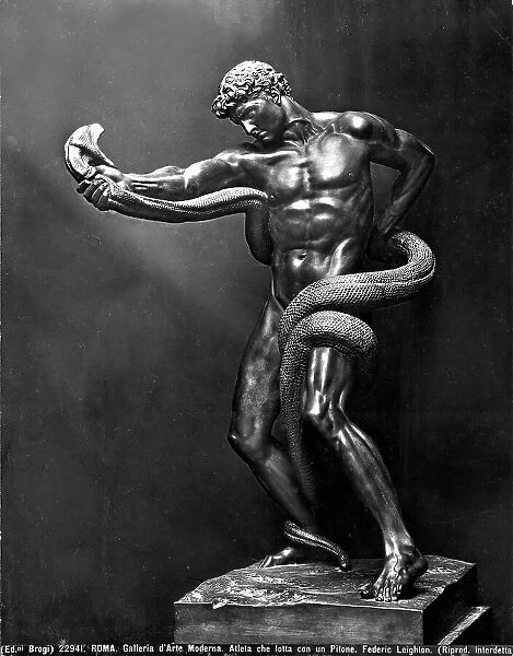 Athlete wrestling with a python by Federic Leighton at the Gallery of Modern Art in Rome