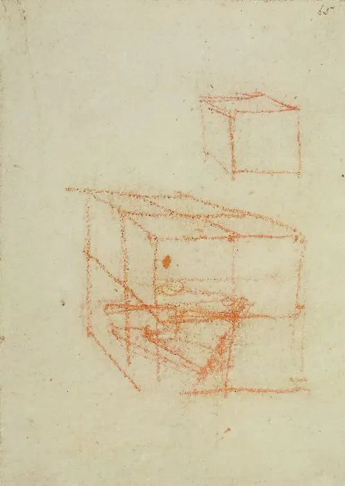Stampa con cornice : Un cubo; disegno appartenente al Codice Forster III Stampa con cornice : Un cubo; disegno appartenente al Codice Forster III