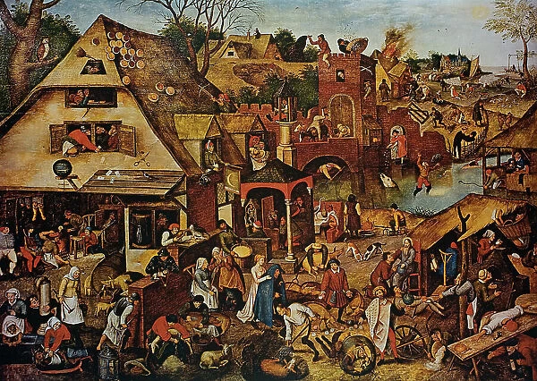 The Flemish proverbs, oil on panel, Pieter Bruegel the Elder (1525-1569), Gemldegalerie, Berlin