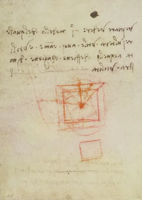 Stampa con cornice : Disegni di geometria e vari appunti; scritto appartenente al Codice Forster III