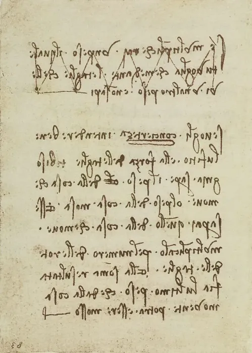 Impression encadrée : Appunti de physique du Codice Forster III, c.83r conservé au Victoria and Albert Museum de Londres.