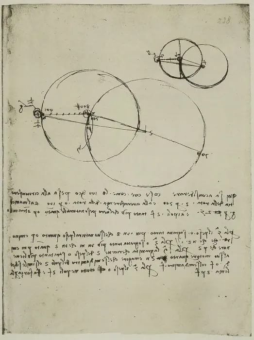 Stampa con cornice : Appunti di fisica; scritto di Leonardo da Vinci appartenente al Codice Arundel 263