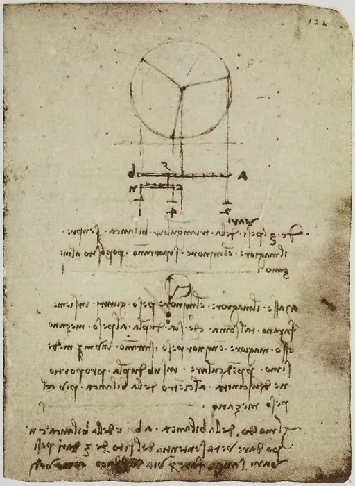 Stampa con cornice : Studio di fisica sulla differenza dei pesi; scritto appartenente al Codice Forster II