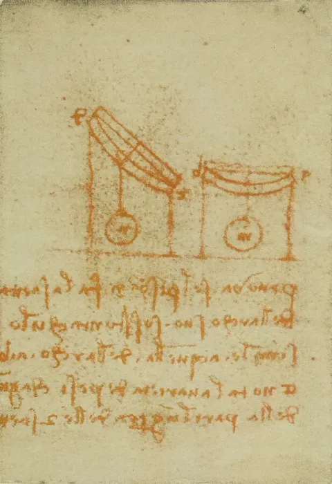 Stampa con cornice : Studio di fisica sui pesi; pagina appartenente al Codice Forster III