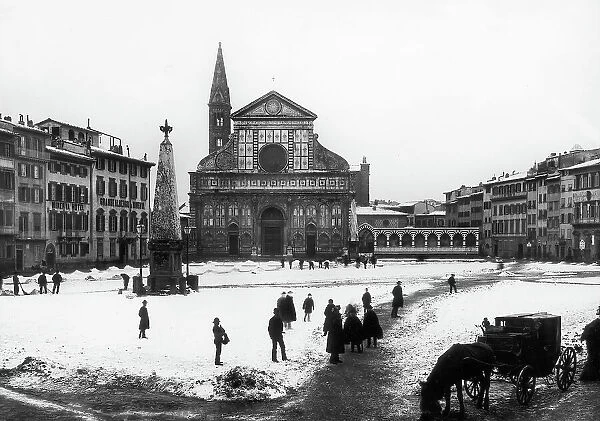 Piazza Santa Maria Novella with snow, Florence