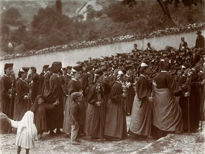 Stampa con cornice : Processione religiosa a Scanno