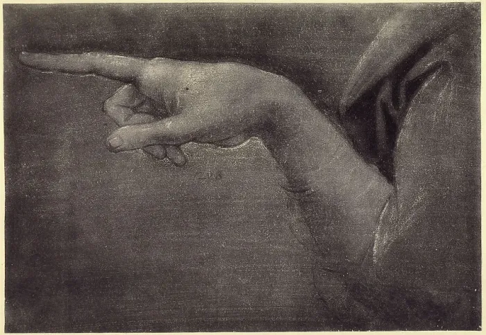 Stampa con cornice : Studio per il braccio e la mano dell'angelo della Vergine delle rocce Stampa con cornice : Studio per il braccio e la mano dell'angelo della Vergine delle rocce