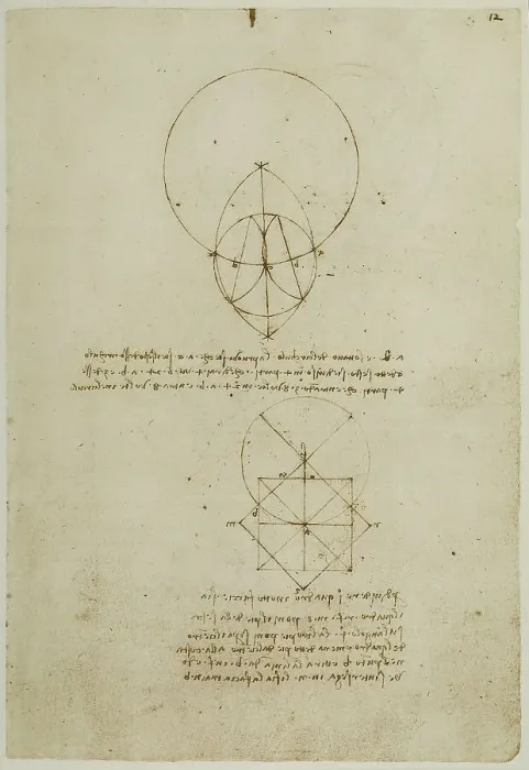 Stampa con cornice : Studi di geometria con figure circolari e quadrate