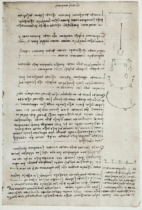 Stampa con cornice : Studio di fisica, scritto di Leonardo da Vinci appartenente al Codice Arundel 263
