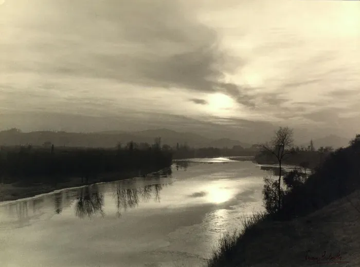 Gerahmter Druck : Sonnenuntergang über dem Arno