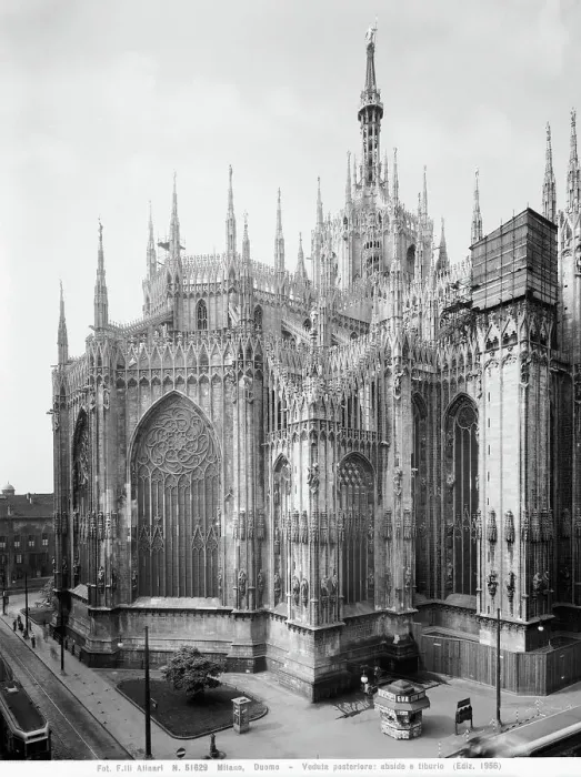 Stampa con cornice : Veduta dell'abside e del tiburio del Duomo di Milano