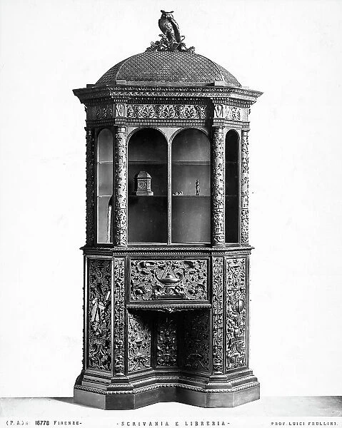 A writing desk with bookshelves, craftswork by Luigi