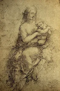 Collezione Di Belle Arti - Disegni Stampe: Madonna col Bambino, disegno di Raffaello, conservato al British Museum di Londra