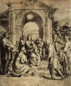Collezione Di Belle Arti - Disegni Stampe: Adorazione dei Magi; disegno di Andrea del Sarto conservato nel Gabinetto dei Disegni e delle Stampe