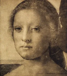 Collezione Di Belle Arti - Disegni Stampe: Testa di giovane donna, disegno di Andrea del Sarto