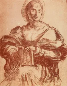 Collezione Di Belle Arti - Disegni Stampe: Ritratto di Lucrezia del Fede, disegno di Andrea del Sarto
