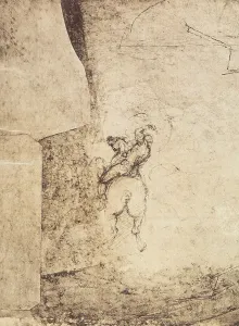 Collezione Di Belle Arti - Disegni Stampe: Studio di un cavaliere: disegno di Michelangelo conservato presso il Gabinetto dei Disegni e delle Stampe
