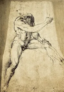 Collezione Di Belle Arti - Disegni Stampe: Studio di nudo, disegno di Raffaello, conservato al British Museum di Londra