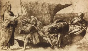 Collezione Di Belle Arti - Disegni Stampe: La pesca miracolosa, studio di Raffaello, conservato alla Galleria Albertina di Vienna
