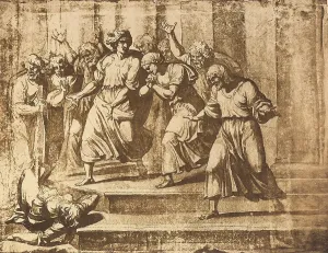 Collezione Di Belle Arti - Disegni Stampe: La moglie di Anania morta sui gradini del Tempio