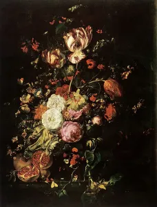 Fiore Stampe: Natura morta con frutta e fiori; dipinto di Rachel Ruysch conservata presso la Galleria Palatina di Palazzo Pitti