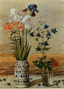 Fiore Stampe: Trittico Portinari, particolare del pannello centrale con vaso di fiori