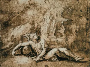 Collezione Di Belle Arti - Disegni Stampe: Il sogno di Giacobbe, studio per l'affresco delle Logge Vaticane