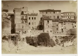 Roma Stampe: Demolizioni del Ghetto presso la Ripa Judea (Riva Giudea), Roma