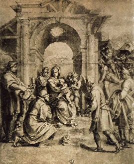 Images Dated 10th March 2011: Adoration of the Magi, drawing by Andrea del Sarto. Gabinetto dei Disegni e delle Stampe, Uffizi