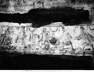 Images Dated 10th August 2011: Adoration of the Magi; painted mural preserved in the Catacombs of Domitilla in Rome
