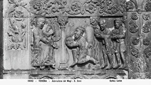 Images Dated 19th April 2010: Adoration of the Magi, tile, Door of the Basilica of S. Zeno, Verona