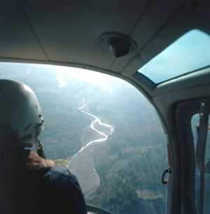 Images Dated 7th December 2007: Aerial view of the Biferno river from the cockpit of a helicopter