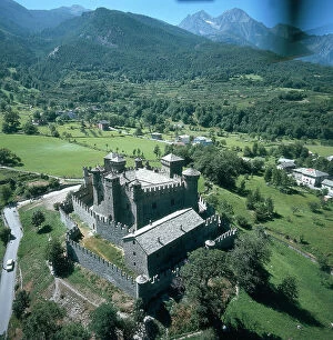 Images Dated 6th December 2007: Aerial view of Fnis Castle in Valle d'Aosta