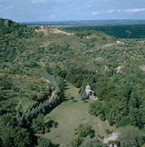 Images Dated 20th December 2007: Aerial view of the land around Viterbo with an isolated chapel