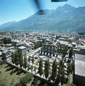Images Dated 5th December 2007: Aerial view of the Roman Theater in Aosta