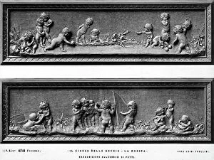 Images Dated 23rd May 2011: Two allegorical low reliefs showing putti, called 'Il gioco delle bocce' (The boccia ball game)
