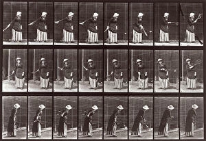 Images Dated 3rd December 2007: 'Animal Locomotion' (plate 297): sequence with a woman playing tennis