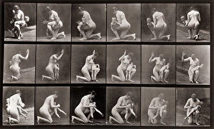 Images Dated 3rd December 2007: 'Animal Locomotion' (plate 527): sequence with a naked woman spanking a child