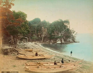 Images Dated 21st November 2011: Animated coastal landscape in the area of Tomioka, with boats along the beach
