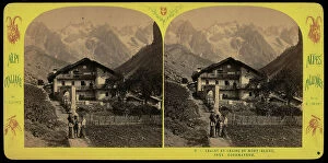 Images Dated 3rd February 2011: Animated view of a chalet at the Mont Blanc near Courmayeur; Stereoscopic photograph