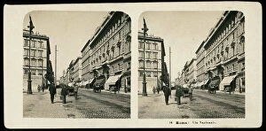 Images Dated 3rd February 2011: Animated view of Via Nazionale in Rome; Stereoscopic photograph
