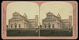 Images Dated 3rd February 2011: Animated view of Piazza dei Miracoli in Pisa; Stereoscopic photograph