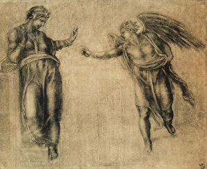 Images Dated 10th March 2011: The Annunciation, drawing by Michelangelo. Gabinetto dei Disegni e delle Stampe, Uffizi Gallery