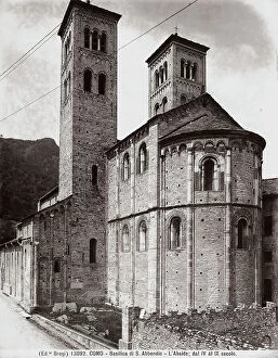 Images Dated 4th March 2008: Apse and two bell towers of the basilica of S. Abbondio in Como