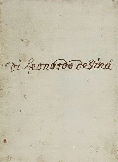 Images Dated 23rd April 2009: The artist's signature, page from the Codex Forster III, c.89r, by Leonardo da Vinci