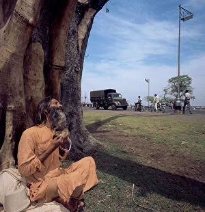 Images Dated 30th May 2007: Ascetic meditating under a tree, recollection of the position called Bhumisparsa of the Buddha in