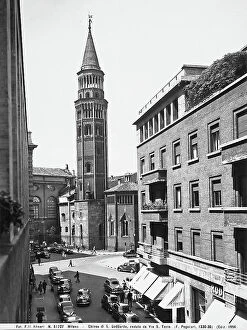 Images Dated 12th April 2012: Bell tower and partial view of the Church of S. Gottardo, Milan, photographed from Via Larga