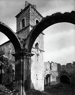 Images Dated 11th March 2010: The bell tower and part of the ruins of the cathedral of San Guglielmo al Goleto