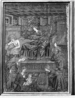 Images Dated 8th April 2010: Birth of St. John the Baptist, embroidery designed by Antonio di Jacopo di Antonio Benci