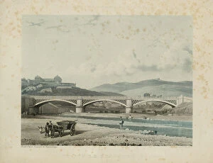 Images Dated 18th March 2010: Bridge over the river Bisagno in Genoa, engraving by L. Cherbnin from a daguerreotype